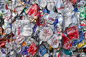Photo of crushed aluminum cans