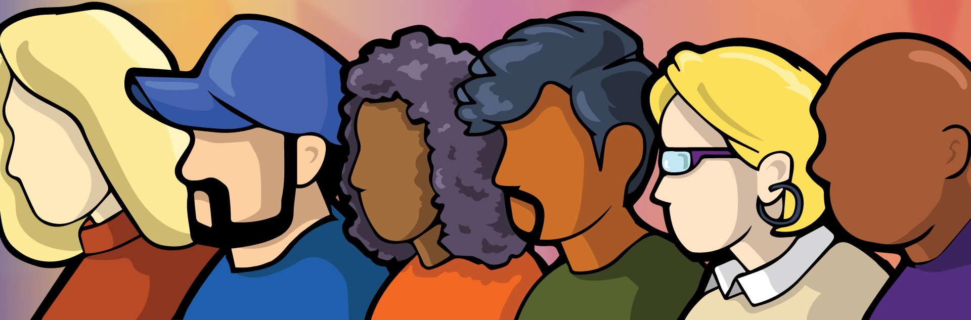 Illustrative banner image representing people of different genders, races, backgrounds.