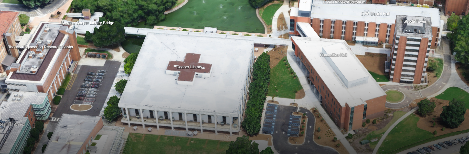 Image of the campus rendered in 3D.